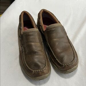 Twisted X Brown Leather Slip On Shoes 7.5